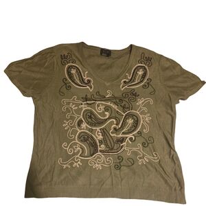 Elegant Olive Green Embroidered Women's Top